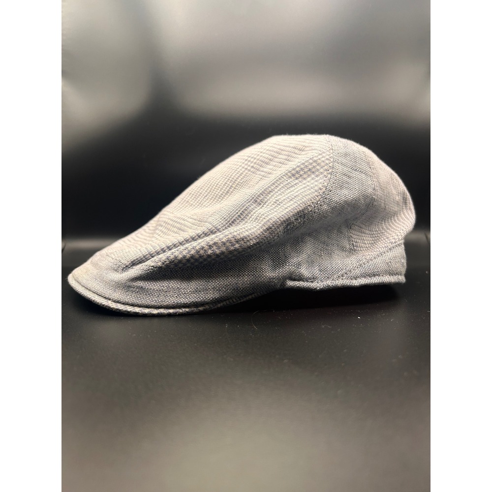 Wigens Nils Blue White Glen Plaid Linen Flat Cap Mens Size 58 Ivy Newsboy Hat